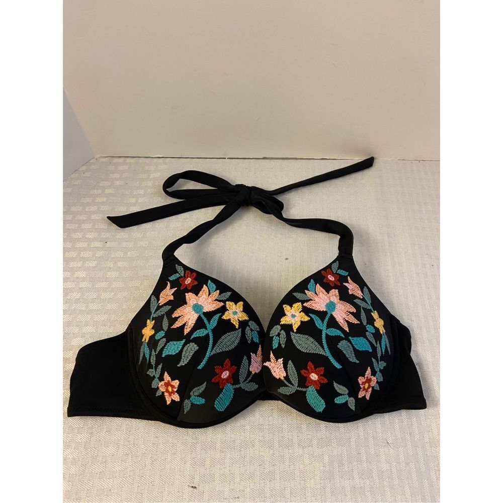 Nwot shade shore black‎ top 34b colorful flowers